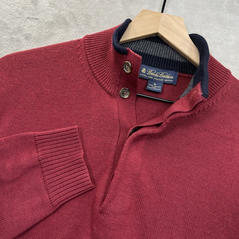 Brooks Brothers Sweater Men's Merino Wool Collared Medium